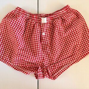 Red Gingham Cotton Boxer Shorts